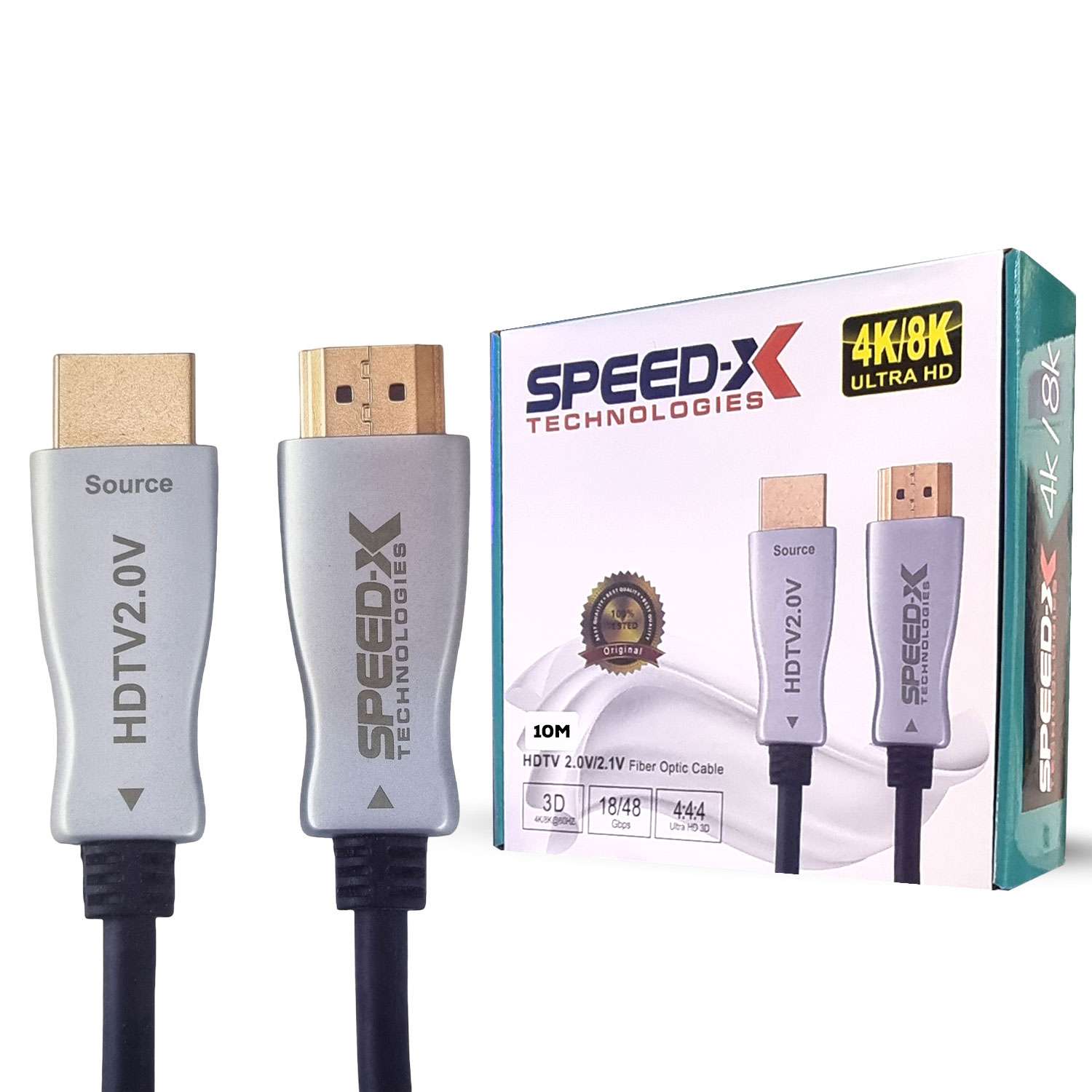 SPEED-X 10M FIBER HDMI CABLE 2.0/2.1 AOC(ACTIVE OPTICAL CABLE) 30AWG COPPER SUPPORT 4K 8K UHD