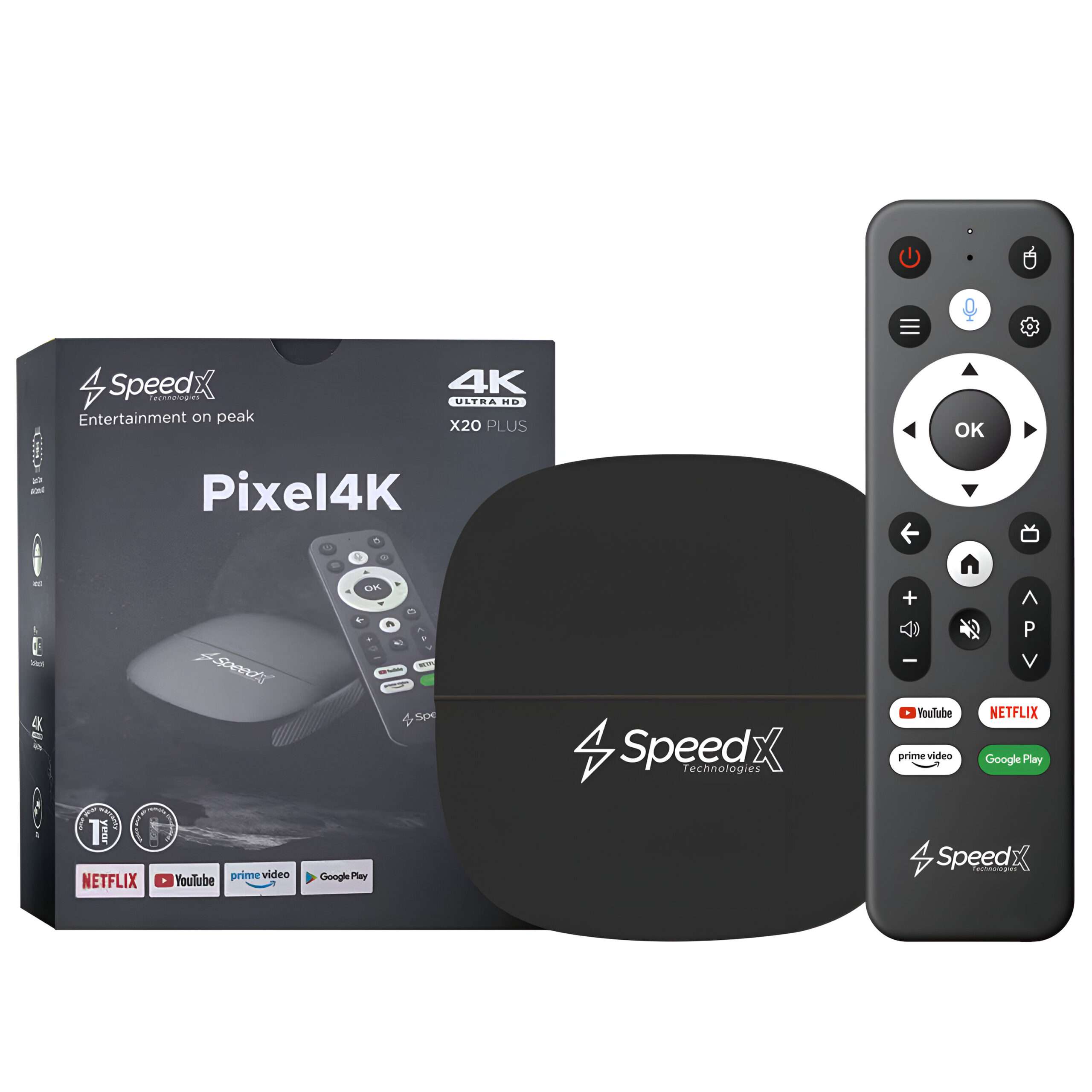 SPEEDX PIXEL4K X20 PLUS ALLWINNER H313 ANDROID 10.0V 4K SMART TV BOX 2GB+16GB Air Mouse With Voice Control