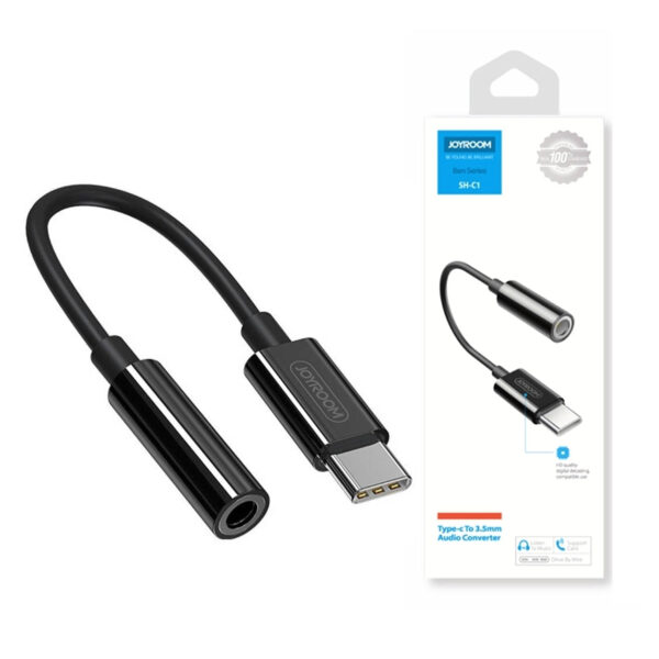 JOYROOM SH-C1 TYPE-C TO 3.5MM AUDIO CONVERSION CABLE DIGITAL BLACK